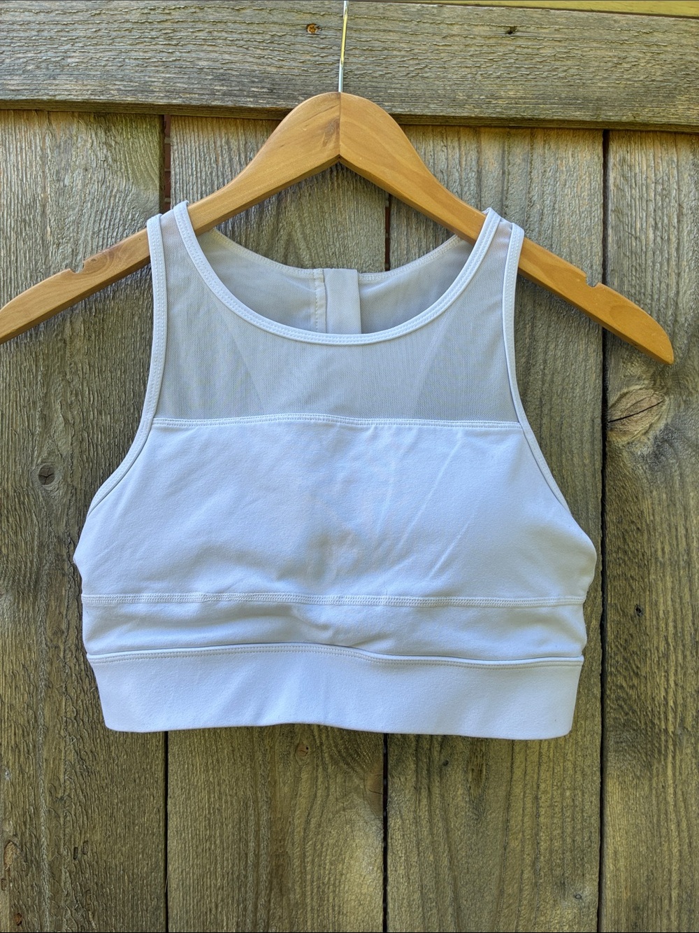 Zyia Women's White High Neck Mesh Panel Bralette